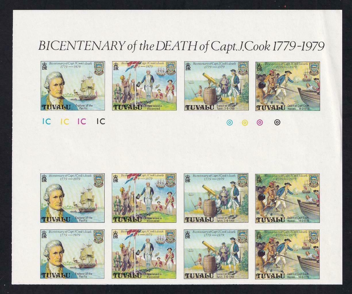 Tuvalu 1979 Imperf No-denomination Captain James Cook, Mnh Pane Of 12 (see Note)