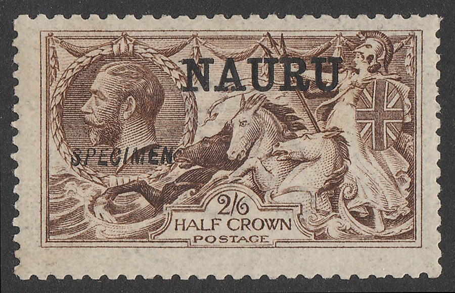 Nauru 1916 Kgv Seahorses 2/6 Specimen De La Rue Printing