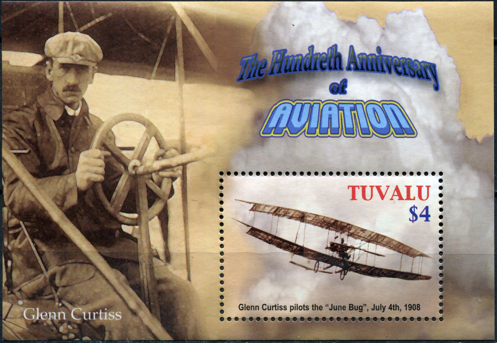 Tuvalu 2003 - Curtiss June Bug, 1908 - Souvenir Sheet Mnh **