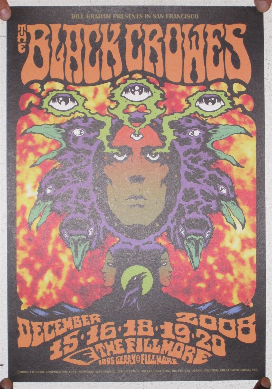 The Black Crowes Poster December 15-20 2008 Fillmore San Francisco Crows