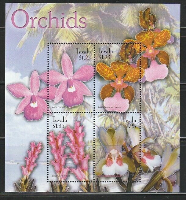 Tuvalu   2003   Sc # 927   Orchids   Sheet Of 4   Mnh   (54659)