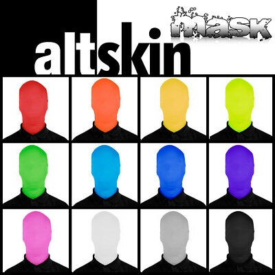 New! Altskin Zentai Mask - Stretch Fabric Costume Face - Green Man - 2 Sizes