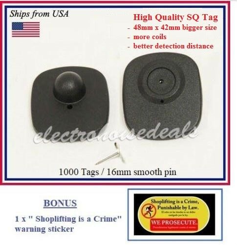 1000 Eas Anti Theft Checkpoint Compatible Rf 8.2mhz Security Tag + Pin  + Bonus