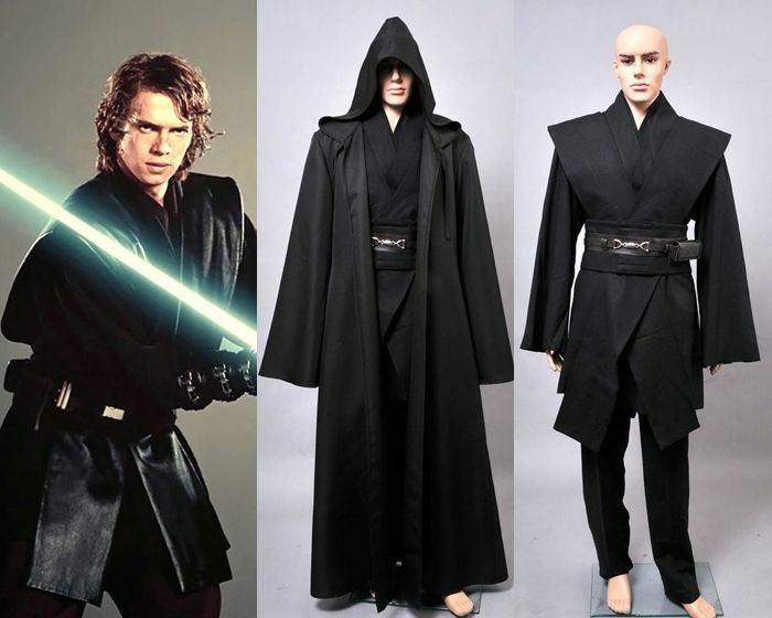 Dark Jedi Sith Darth Vader Adult Black Costume Cloak Robe Cosplay Wars Star