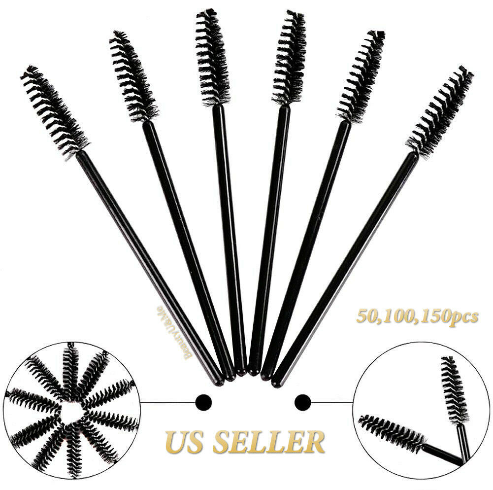 50 100 150x Disposable Eyelash Extension Brushes Black Mascara Wands Applicator