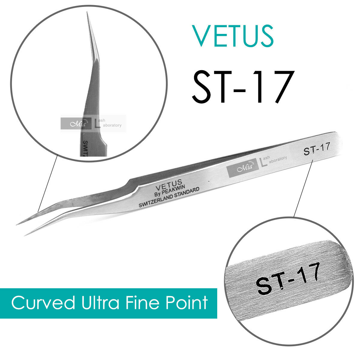 Vetus St17 Curved Precision Fine Tweezers Eyelash Extension Stainless Steel