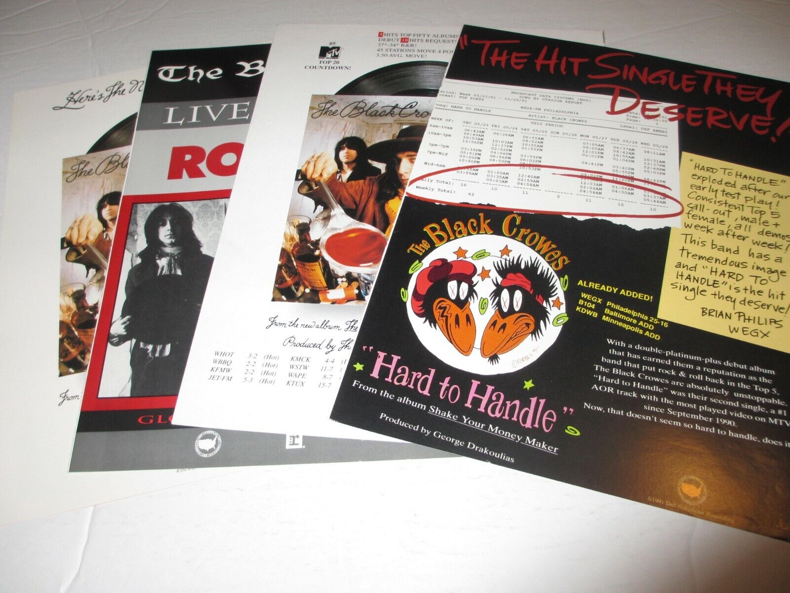The Black Crowes Original 8.5x11 Print Ad Lot Of 4 Rare 1991-1992