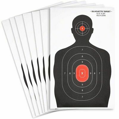 50x Black & Red Person Hand Gun Rifle Shooting Targets Paper Silhouette 22"