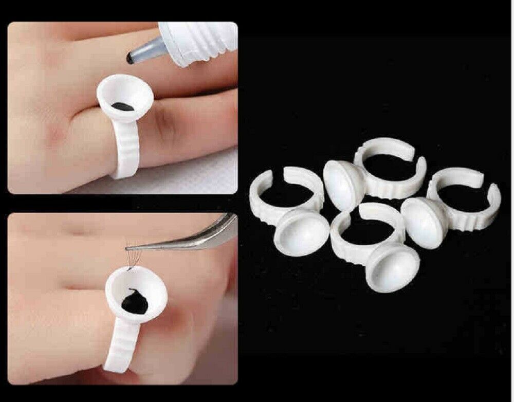 100 Pcs Disposable Glue Holder Ring Pallet For Eyelash Extension Tattoo Pigment